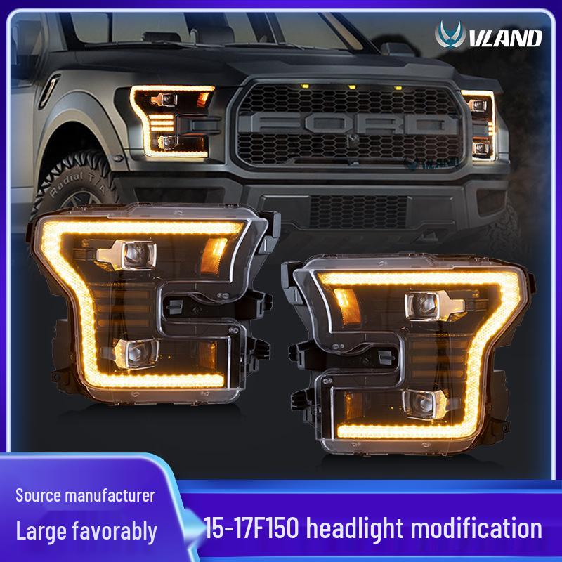 

VLAND LED Headlight Assembly with Welcome Turn Signal for 2015-2017 Ford F150 Projector Single Beam Left Drive