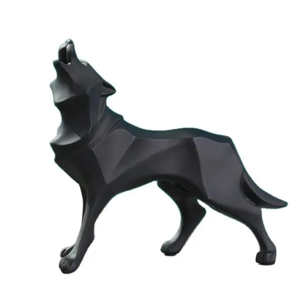 Geometric Abstraction Black Wolf Statue Resin Crafts Office Bookshelf Desk Decoration Home Decorations