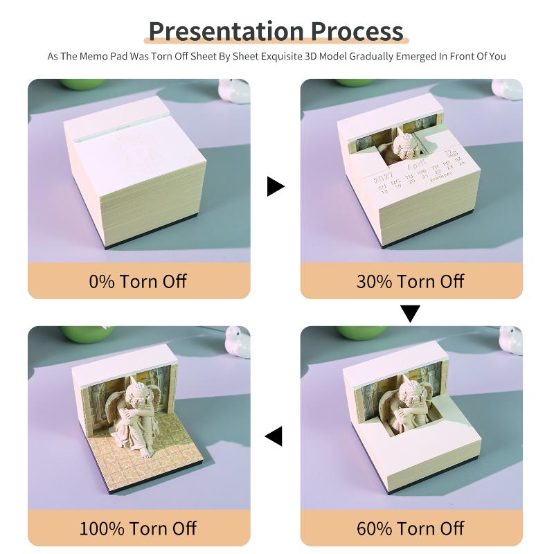 Sleek 3D LED Desk Calendar 2027 Tear-away for Home Office Stylish Decor A