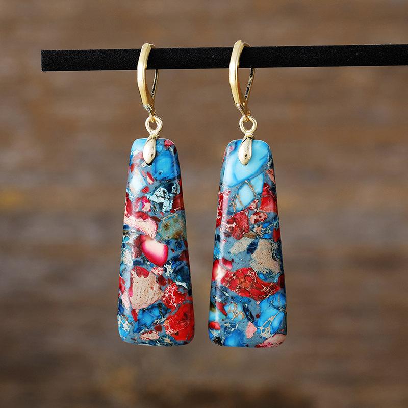 

BLINGBAY женские серьги-подвески в богемном этническом стиле винтажные натуральные камни очаровательные серьги современный подарок на день рождения ювелирные изделия