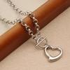Unisex Stainless Steel Heart Pendant Necklace & Bracelet Set - Minimalist Hip Hop Trend