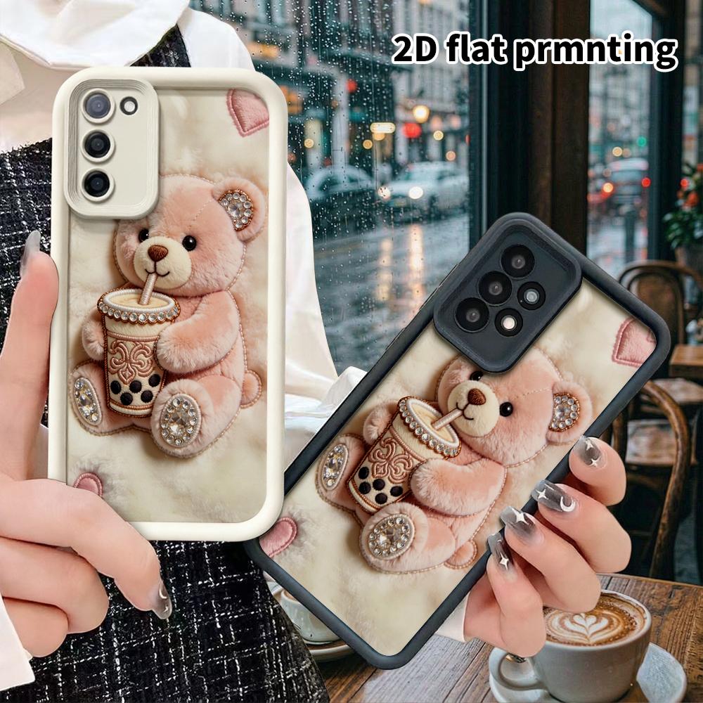 Phone Case: 2D Flat Samsung Galaxy A34 A35 M05 M06 S20 S22 S21 FE Plus 5G Tiered Protective Case, Pink Bear, Christmas and Halloween Gift