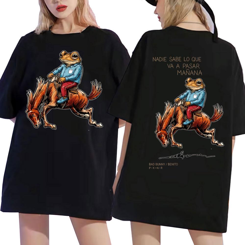 Rapper Bad Bunny Vintage T Shirts Debi Tirar Mas Fotos DTMF Print T-shirt Men Women Hip Hop Sho