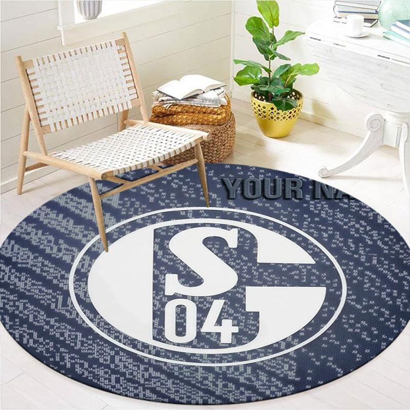 FC Schalke 04 Custom Name Round Area Rug,Carpet Rug for Living Room Bedroom Sofa Playroom Decor,Non-slip Floor Mat