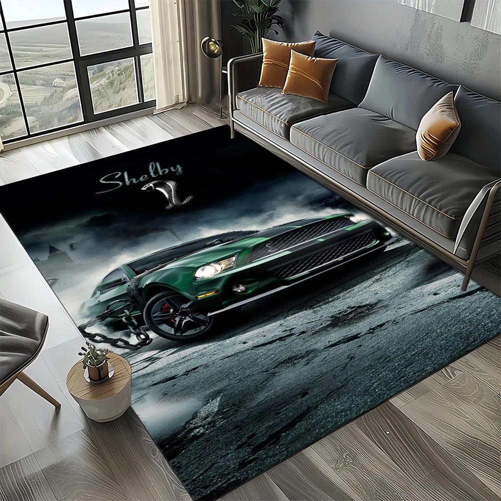 3D F-Ford Mustang Závodní Auto Motocykl Koberec Kobereček do Obývacího Pokoje Ložnice Domácí Dekorace Pohovky, Dětský Koberec Protiskluzová Podložka na Podlahu