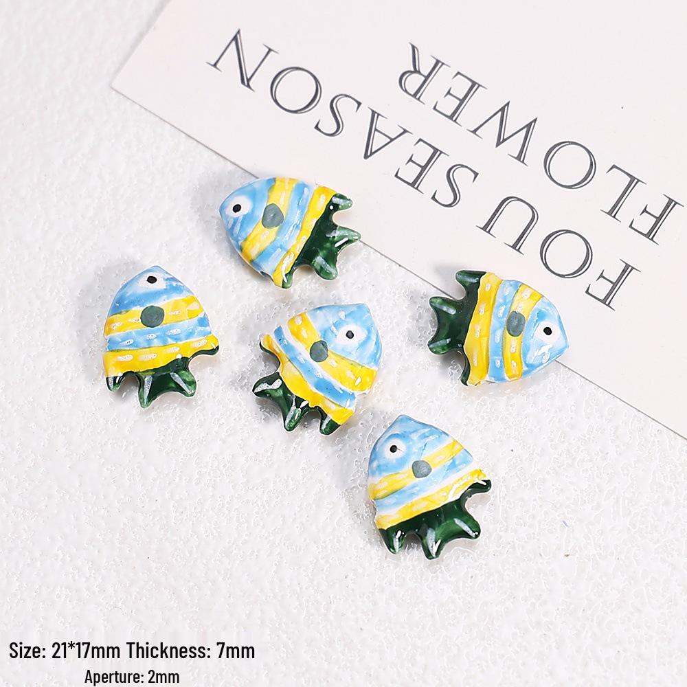 Hand-Painted Ocean Ceramic Beads: Tropical Fish, Starfish, and Seashell Shapes for DIY Jewelry