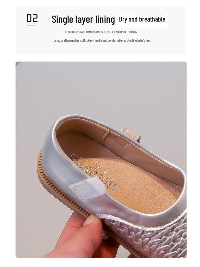 Girls' 2026 Spring Soft-Soled Leather Princess Loafers