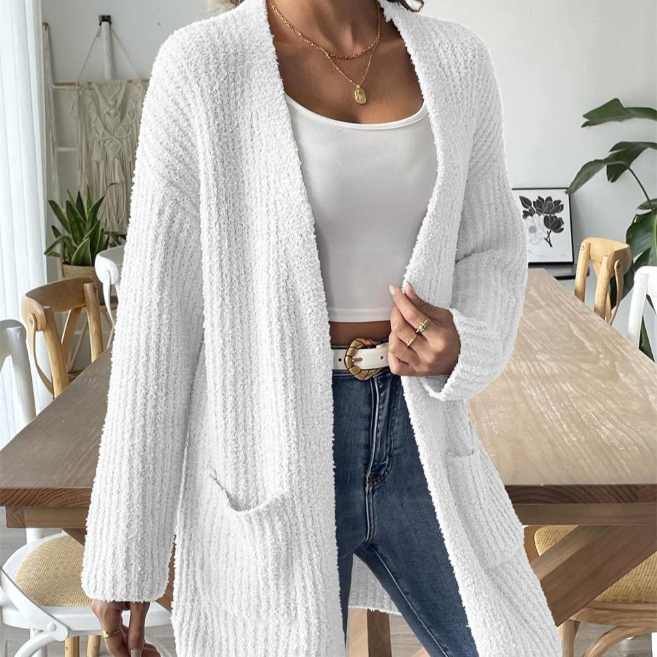 Autumn and winter new women's clothing fluff warm straight casual loose sweater cardigan