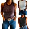 2026 Summer Women's Sexy Backless Vest - Round Neck, Solid Color, Ribbed, Hot Stamped, Base Layer Top.