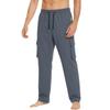 Men’s Relaxed Fit Cargo Pants with Elastic Waistband and Drawstring Multiple Pockets Straight Leg Design for Everyday Wear