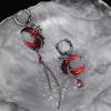 Roter Mond Edelstein Asymmetrische Ohrringe Persönlichkeit Hip-Pop Gothic Dark Ohr Anhänger Quaste Kette Eardrop Weit Schnalle Schmuck Zubehör