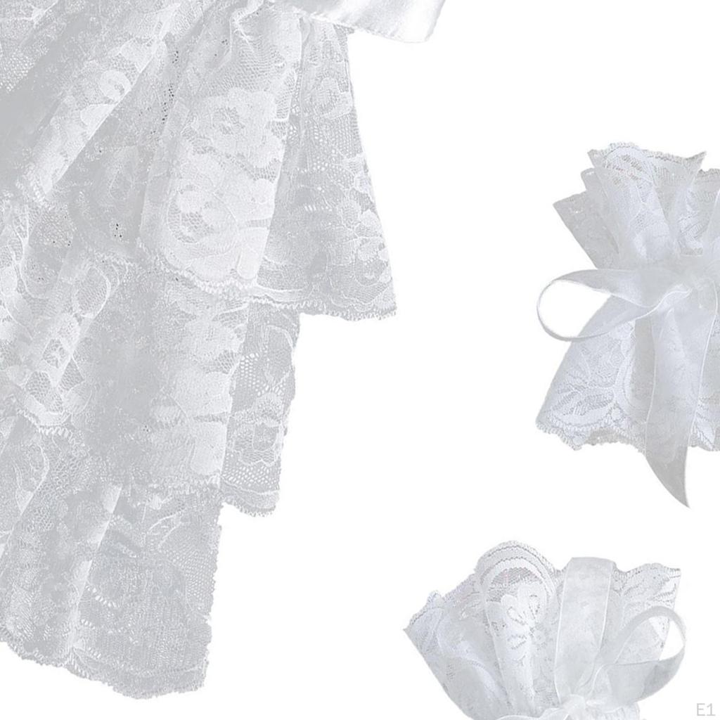 Koronkowy żabot i mankiety zestaw biały sztuczny rękaw odpinany scena imprezy szyja