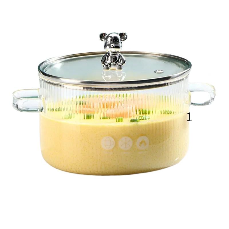 Thickened high borosilicate glass stew pot,transparent cooking pot,soup pot,heated double handle stew pot with lid, cooking tool