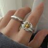 925 Sterling Silver Rings for Women Couple Minimalist Handmade Simple  Retro Yellow Star Ring Fine Jewelry Gift Prevent Allergy