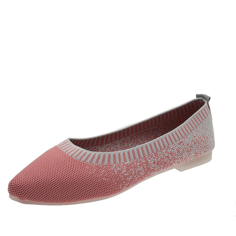 Женские летние и осенние вязаные модельные туфли на плоской подошве с острым носком. Комфортная женская обувь. Женские балетки без шнуровки. Классические мягкие туфли на низкой танкетке. 37
