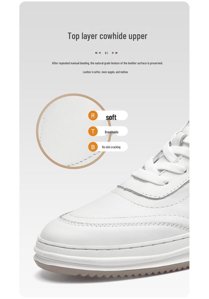 Stylish Men's Spring & Autumn White Sneakers: Versatile, Fashionable, and Comfortable with Thick Sole