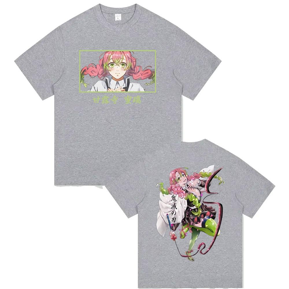 Anime Demon Slayer Kanroji Mitsuri T Shirt Kimetsu No Yaiba Aesthetic Clothing T-shirts Unisex Fashion Oversized Cotton T-shirt