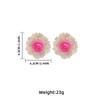 Oversized 3D Floral Earrings Women Zinc Alloy Studs In Pastel Bold Colors Lightweight Chic Statement Jewelry