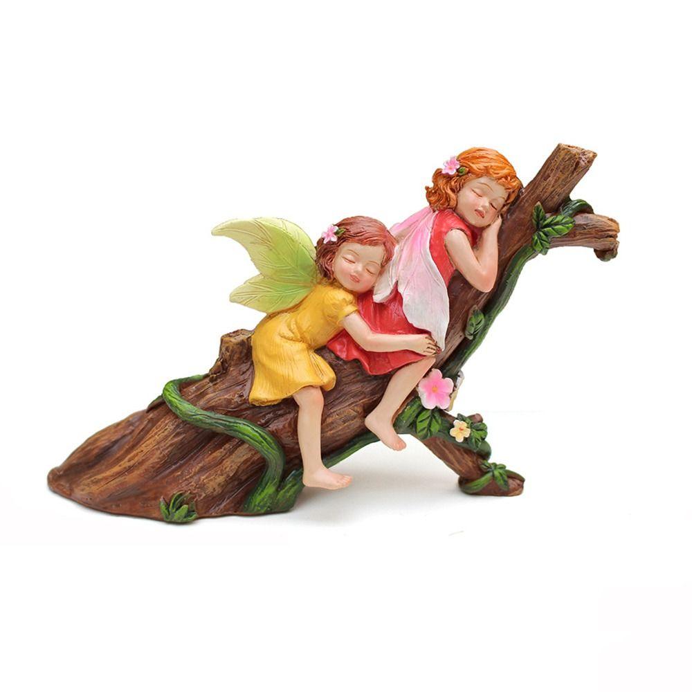 

Садовые феи ручной работы, реалистичные фигурки маленьких фей, лежащих на дереве, скульптура для сада на открытом воздухе 14cm