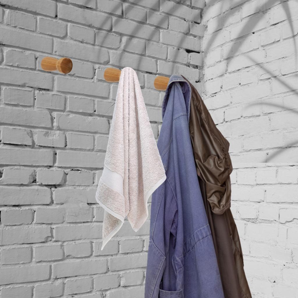 4 Stück Hakenleiste Wandhaken zum Aufhängen Rucksackaufhänger Holzbügel Feder Mantel Hut Kleidung