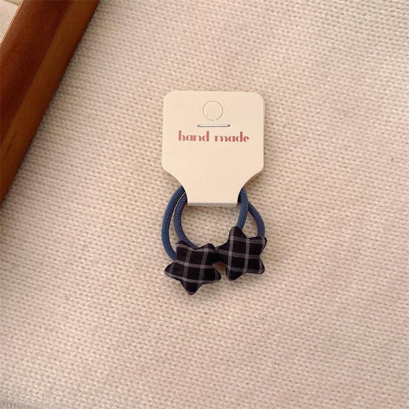 Children s New Plaid Red Star Hair Band Temperament Girl Rubber Band Baby Hair Rope Rubber Band Hair Accessories