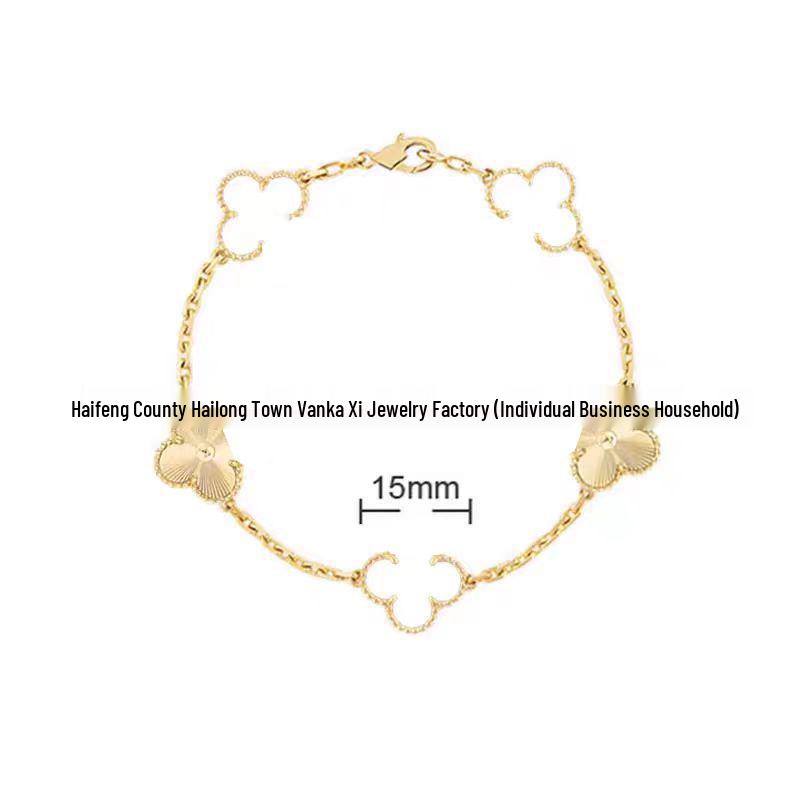 Bransoletka V Gold z Różowego Złota 18K z Koniczyną na Szczęście, Fioletowym Chalcedonem i Czerwonym Agatem dla Kobiet