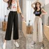 Spodnie z szerokimi nogawkami dla kobiet na lato, luźny krój, wysoki stan, spodnie z prostymi nogawkami, wyszczuplające i dopasowane, casualowe drapowane spodnie do kostki