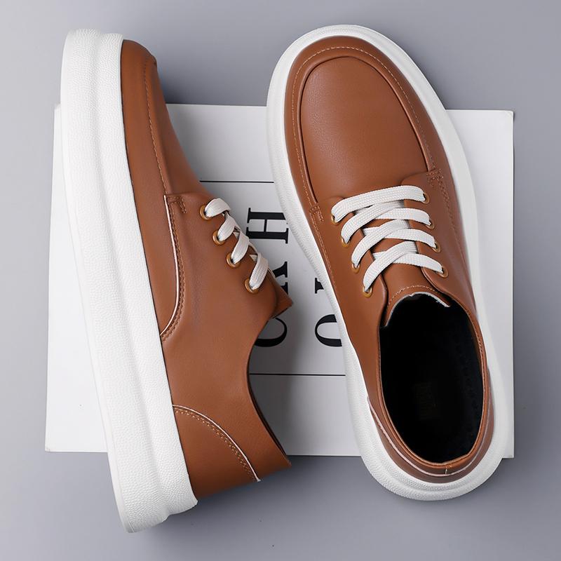 Fashion Men's Breathable Lace-Up Walking Shoes Lightweight Outdoor Sneakers Non-Slip Comfortable Casual Sports Shoes Thick Bottom Flats