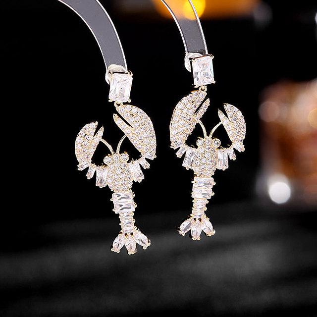 

2022 креативные серьги-капли с лобстером для женщин, роскошные серьги из серебра 925 пробы с иглами, висячие вечерние аксессуары для коктейлей, серьги с кубическим цирконием белый