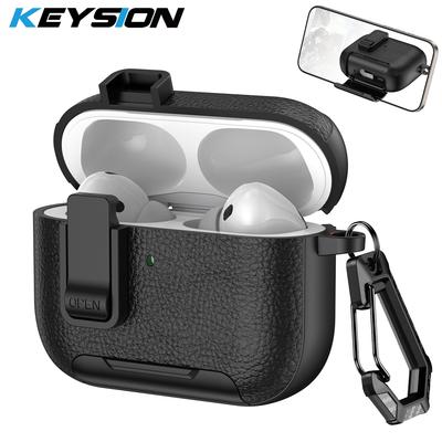 KEYSION Mit Karabinerverschluss Handyhalter Schutzhülle für AirPods Pro 3 Pro 2 Weiche TPU+PC Stoßfeste Hülle für AirPods 4 3 2 1