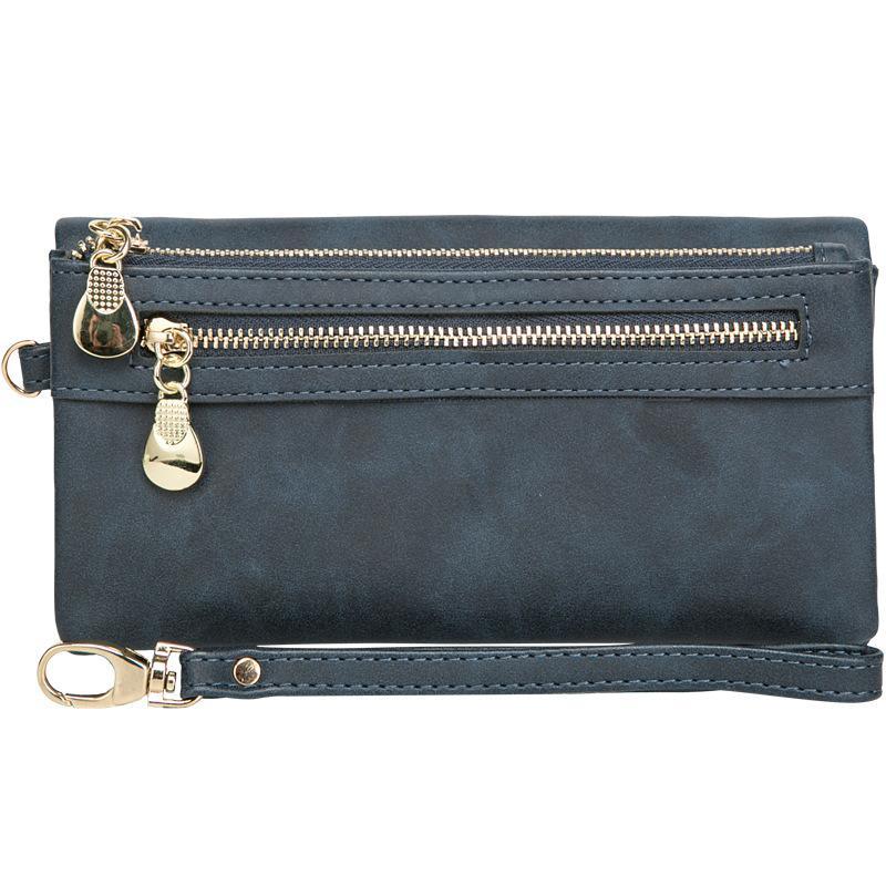 Retro Damen Langbörse Große Kapazität Doppelfach Multi-Kartenfach Geldbörse Mode Multifunktionale Doppeltaschen-Handtasche