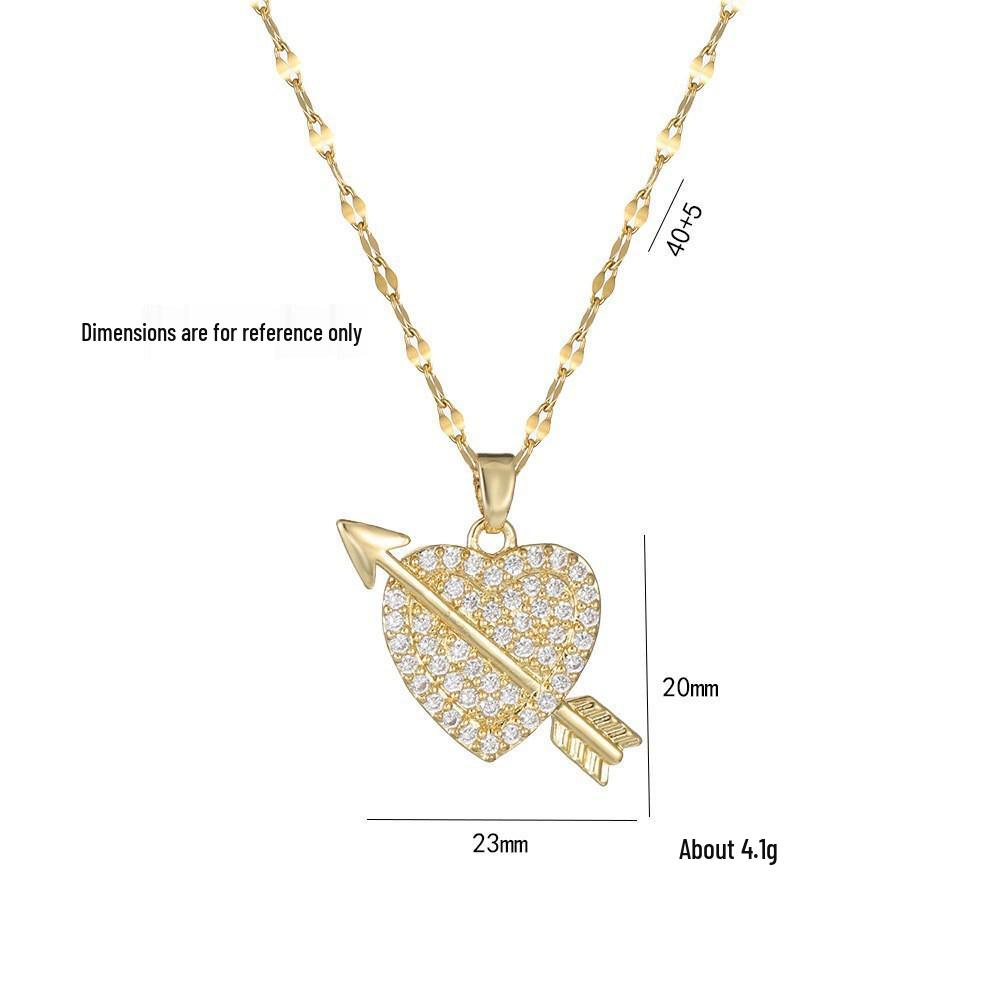 Women's Japanese Korean Style Zircon Heart-shaped Necklace