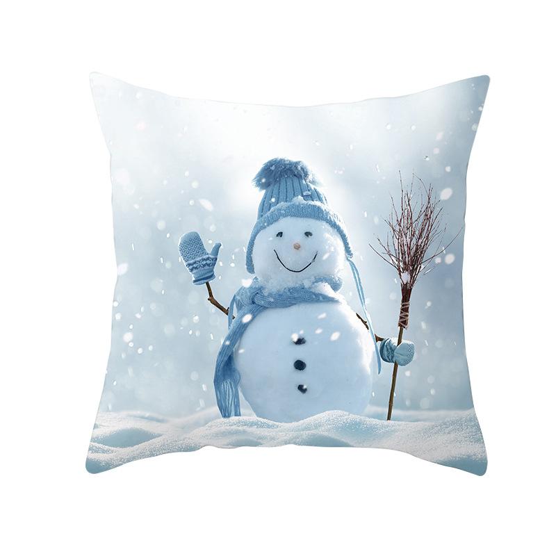 New Christmas Snowman Pillow Cover Festive Home Sofa Pillow Cover
