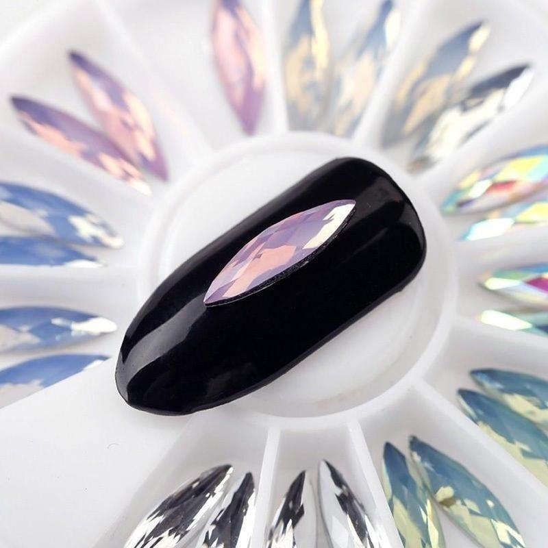 3D Nail Decoration KIt   Nail Rhinestone Colorful Marquise Flat Bottom Nail Rhinestone Stud Nail  Art