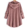 Autumn and Winter European and American Buttons Hooded Cat Ears Plush Top Irregular Trendy Brand Solid Color Coat Women