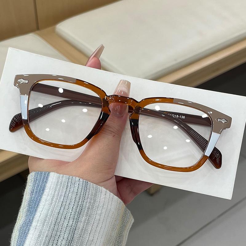Square Shape Eyeglass Frames Women Rivets Decoration Anti Blue Light Men Glasses Campus Style Glasses Women