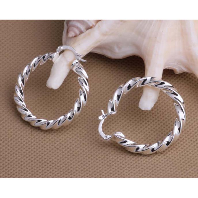 925 Sterling Silver New Twisted Form Earrings For Women Fashion Party Jewelry Long Earrings Gifts Wedding Gift cuteGood Product