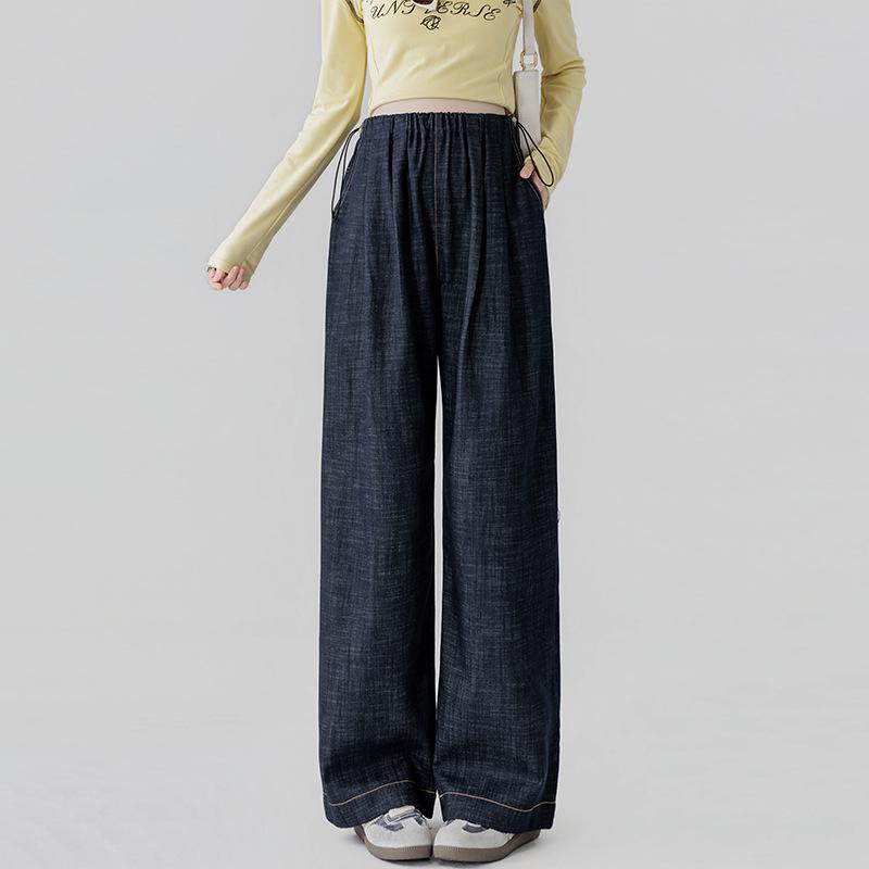 Tencel Wide Leg Maternity Jeans - Lightweight & Floor-Length for Spring, Summer, and Autumn M джинсовый синий