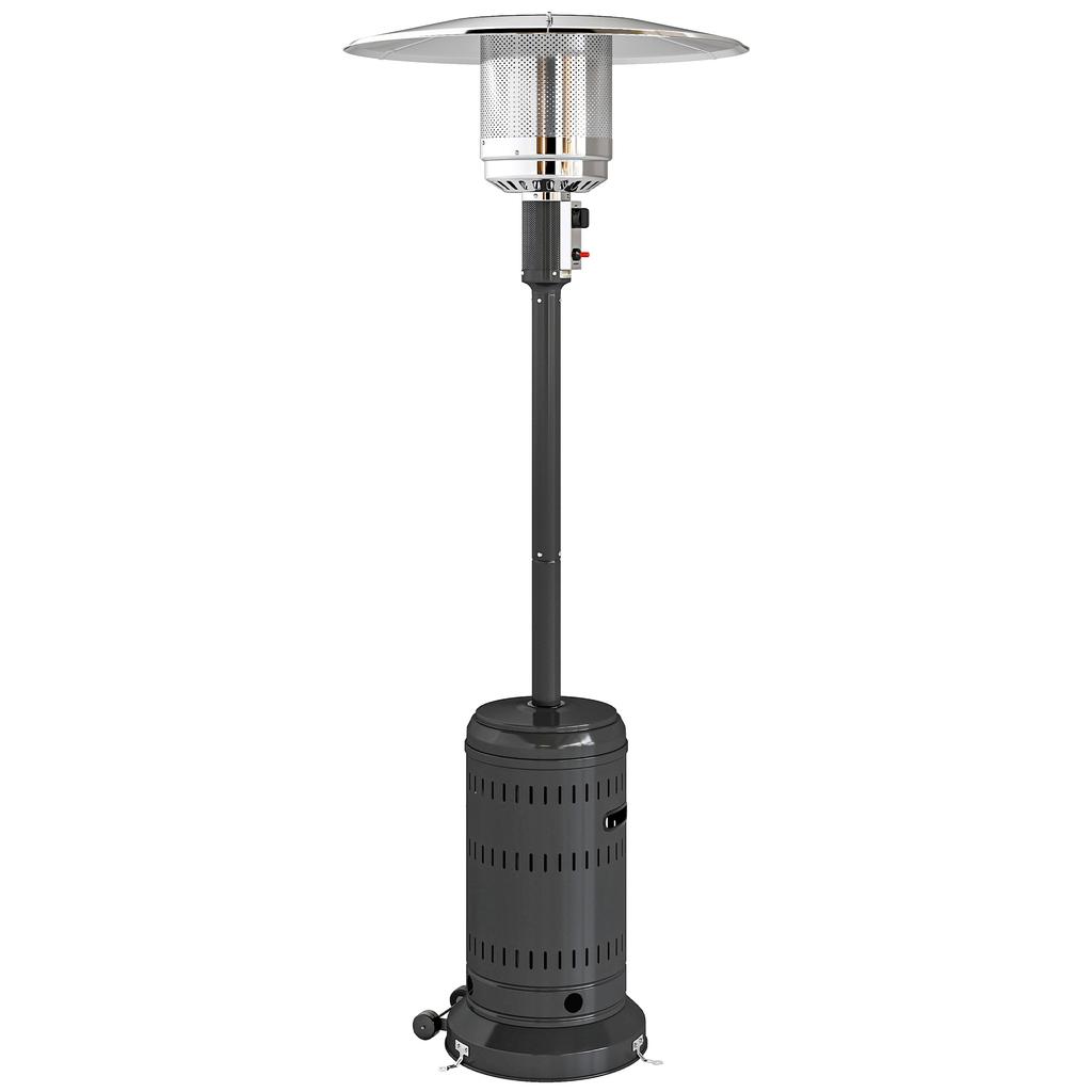 Patio Heater, Outdoor Gas, 11 kW, Adjustable Heat Settings, 82 x 82 x 223 cm, Black