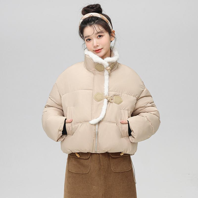 Winter Turtleneck Thickened Lamb Fur Jacket Button-down Jacket Women's Down Cotton Jacket Tide