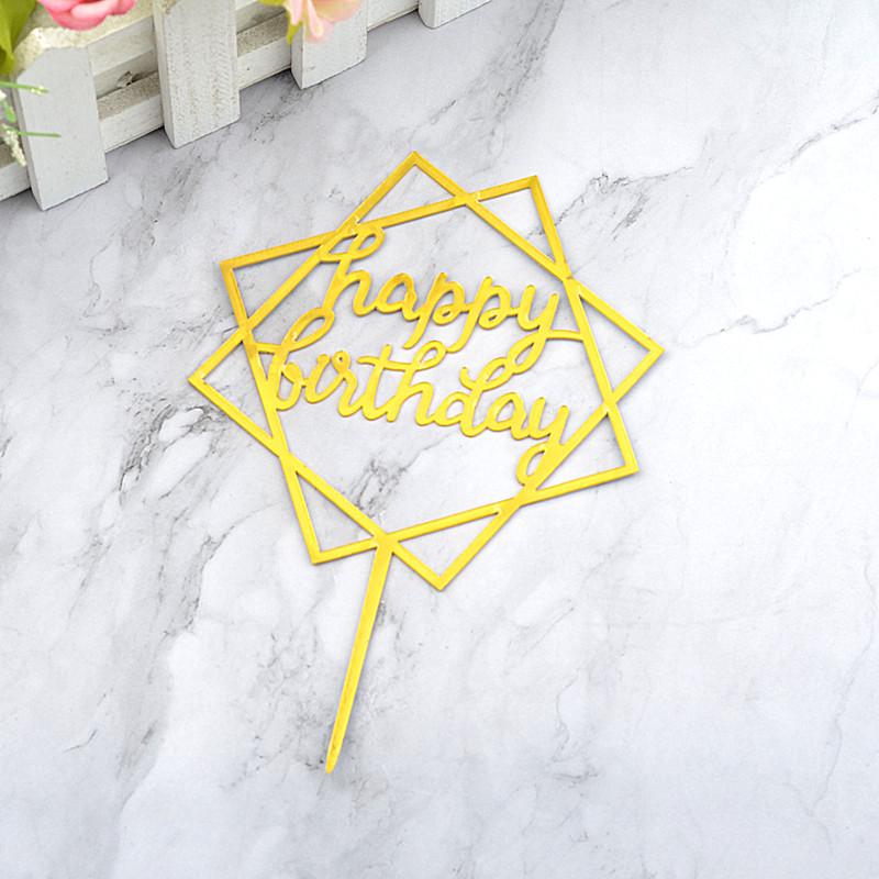Gold & Black Mirrored Acrylic Cake Topper