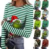 Women's Slim Fit Long Sleeve T-Shirt with Thumb Holes, Crewneck Christmas Print Pullover Top