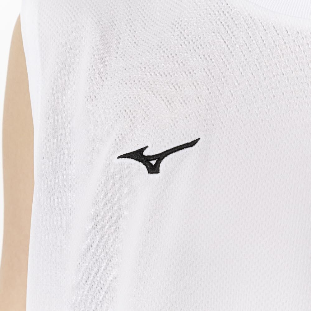 Mizuno NaviDry Training Wear Tank Round UPF Top, Shirt, Neck, Sleeveless, Junior, Moisture-Wicking, Quick-Drying, 15, Unisex, 32MAB499, White/Black