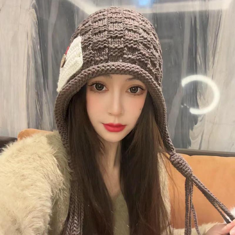Autumn And Winter Warm Handmade Braid Knitted Hat Trend   Patch Tassel Wool Hat