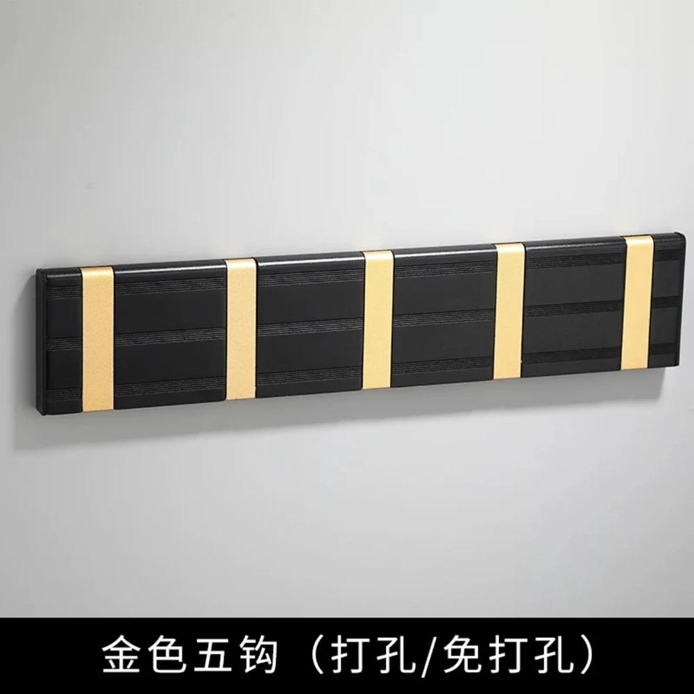 Hidden Clothes Hook Black/Silver Wall Mounted Space Aluminum Coat Hanger Hooks Bathroom Hardware Robe Hooks Drill Hole Row Hook