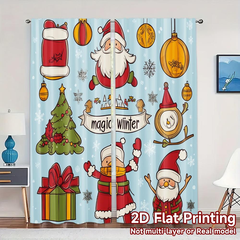 

2pcs,Curtains Christmas ornaments Santa Claus snowman tree (2) Popular Minimalist Curtains Prints Light Filtering Curtains 52.50×116.00 CM 2pcs