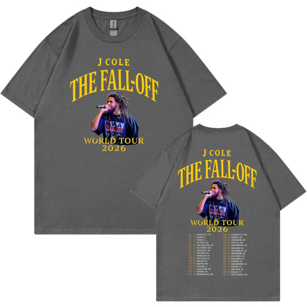 Rapper J Cole Double Sided Graphic T Shirts The Fall Off Tour 2026 Tshirts Men Women Fashion Hip Hop Retro Short Sleeve Tshirt