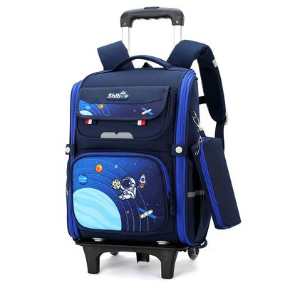 Astronaut Rolling Backpack for Boys, Kids School Backpacks with Wheels Water Resistant Printed Roller Wheeled Bookbag