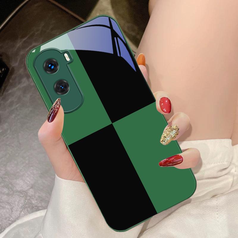 Black And White Grid For Honor 200 90 8X 9X Pro Lite P50 P40 Nova 10 11i P60 Magic4 6 Mate 20 50 Tempered Glass Phone Case