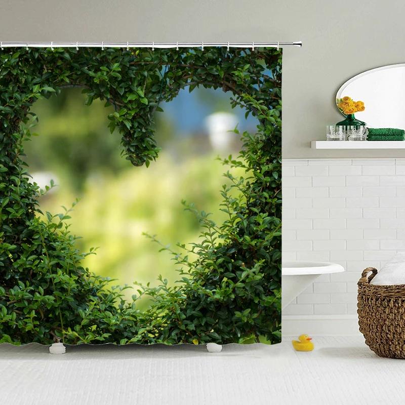 Modern Forest Shower Curtain Green Plant Tree Landscape Shower Curtain Bathroom Waterproof Bathroom Decor Cortina De La Ducha